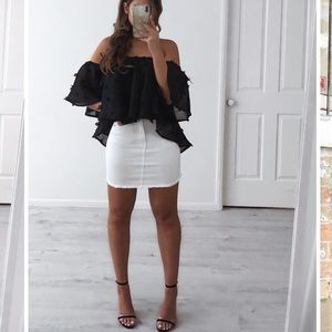 White distressed mini skirt
